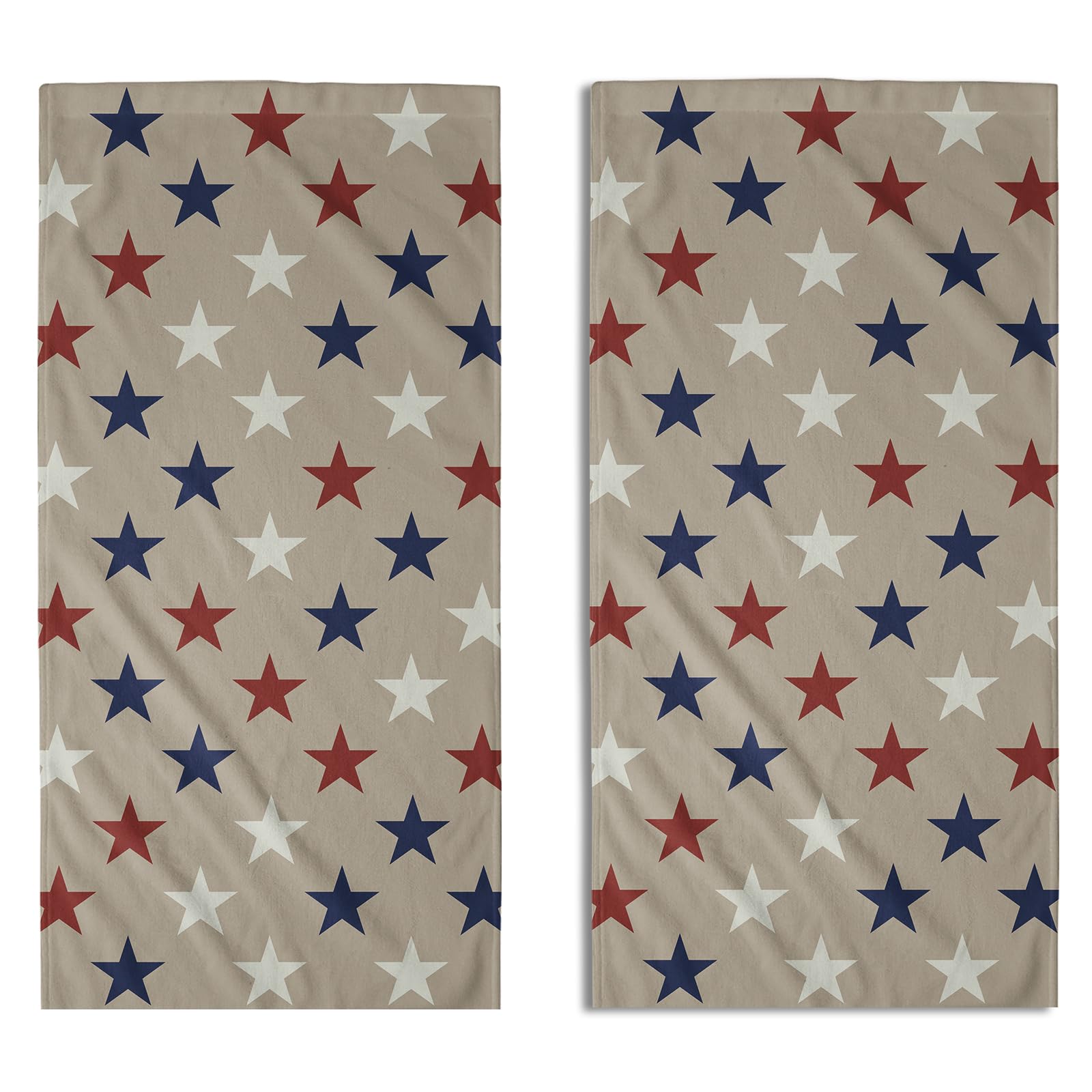4th of July Patriotic Hand Towels for Bathroom Set of 2 Blue Red White Star Independence Day Print Holiday Print Decorative Hand Towels Soft Absorbent