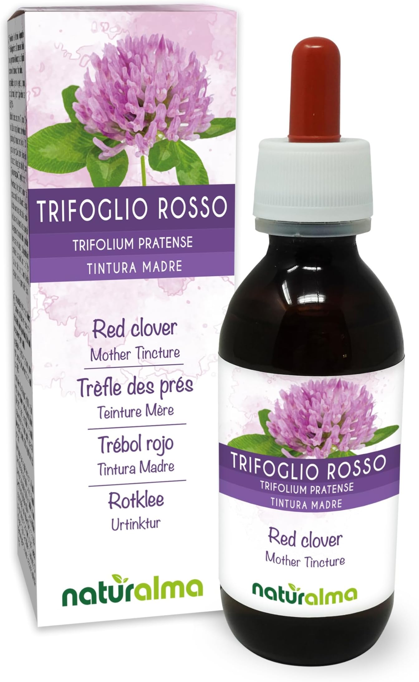 Red Clover (Trifolium pratense) herb with Flowers Alcohol-Free Mother Tincture Naturalma - Liquid Extract Drops 120 ml - Food Supplement - Vegan