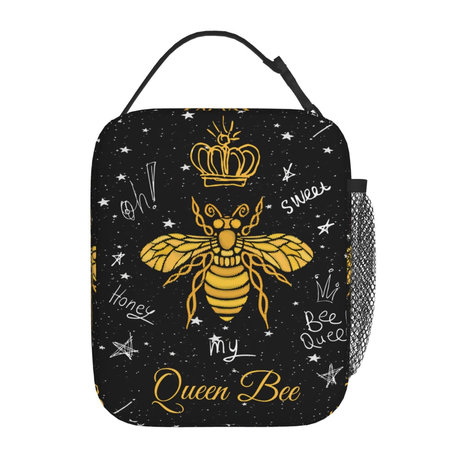 Gianlaima Queen Bee Cute Honey Cartoon Insulated Lunch Box For Women Man, Portable Lunch Bag Reusable Cooler Tote For Office Work Travel Picnic Camping Beach
