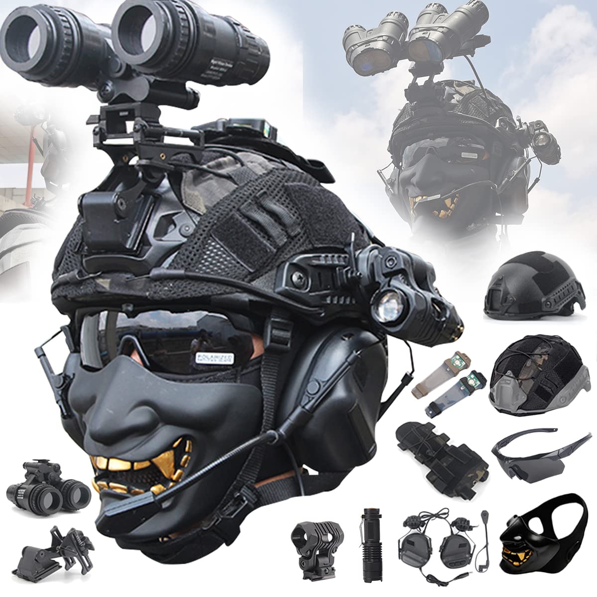 Amazon.co.jp: タクティカル FAST ヘルメット セット般若マスク