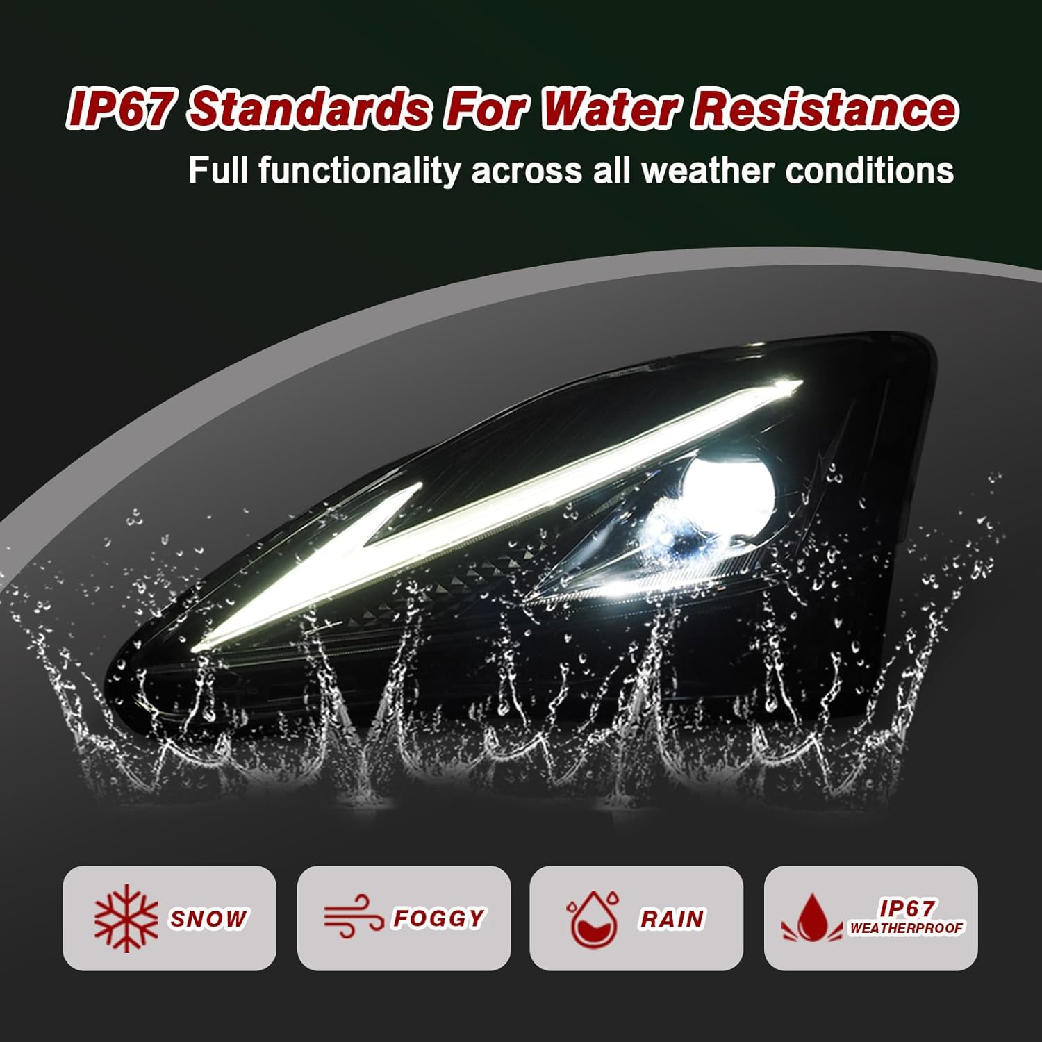 LED Headlights Compatible with 2006-2013 Lexus IS250 IS350 Halogen Type Upgrate LED Head Light Front Light with Sequential Turn Signal,Only Fit Halogen Type(Not Fit Hid AFS Type)