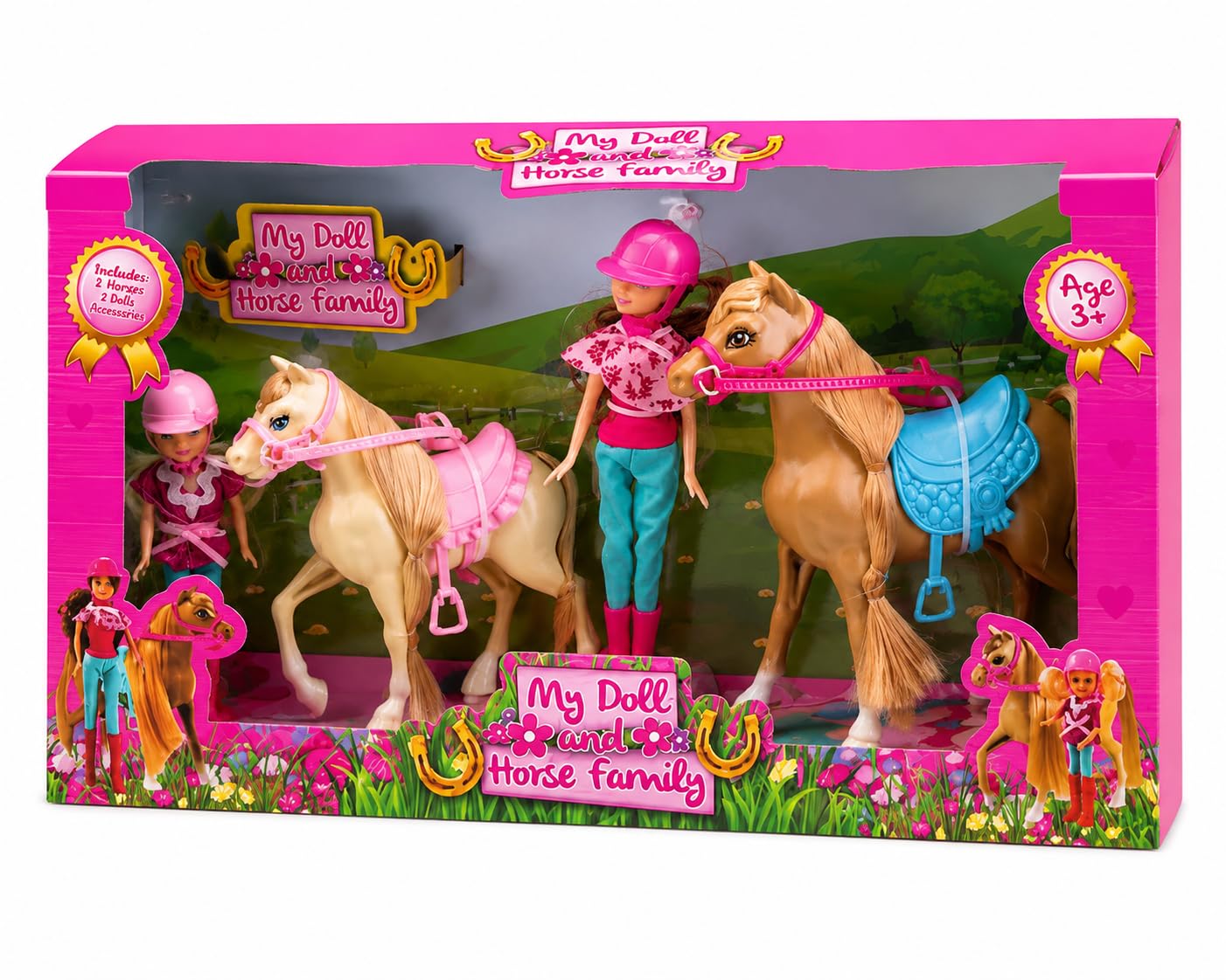 JYZ Horse Doll Playset with 2 Horses and Rider Figure Toy Set for Girls