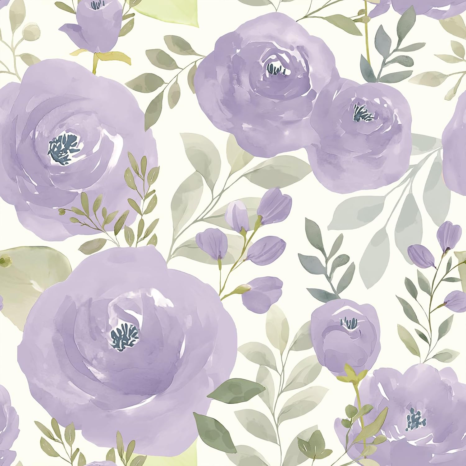 VEELIKE Soft Lavender Purple Peony Peel and Stick Wallpaper Vintage Lilac Floral Wallpaper for Girls Bedroom Nursery 17.7''x118'' Self Adhesive Removable Floral Contact Paper for Cabinets Accent Walls