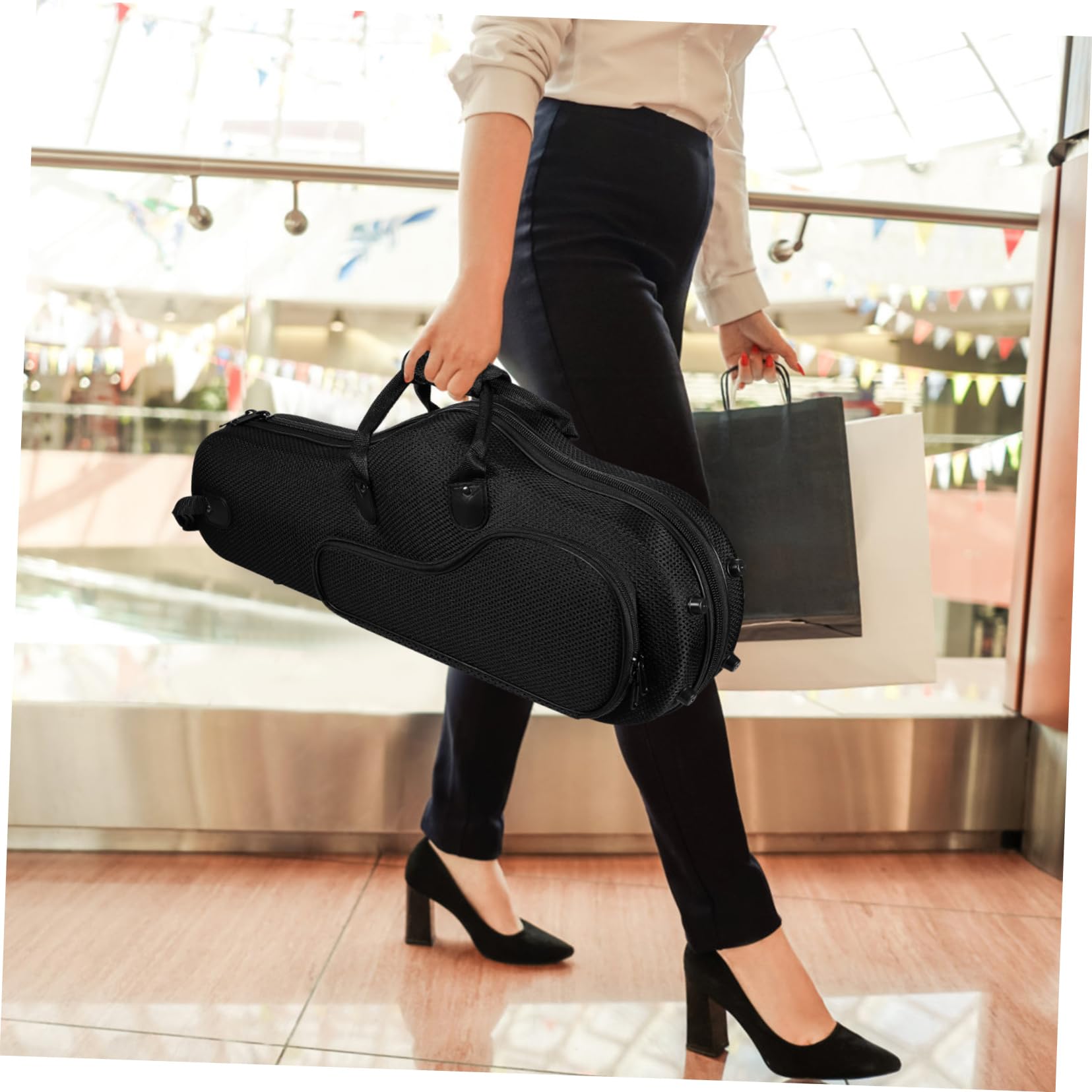 Borsa per Sassofono Contralto Leggera Portatile Nero | Oxford Cloth, Ampia Capienza, Cinghie Rimovibili e Regolabili, Uso in Studi Musicali e Scuole