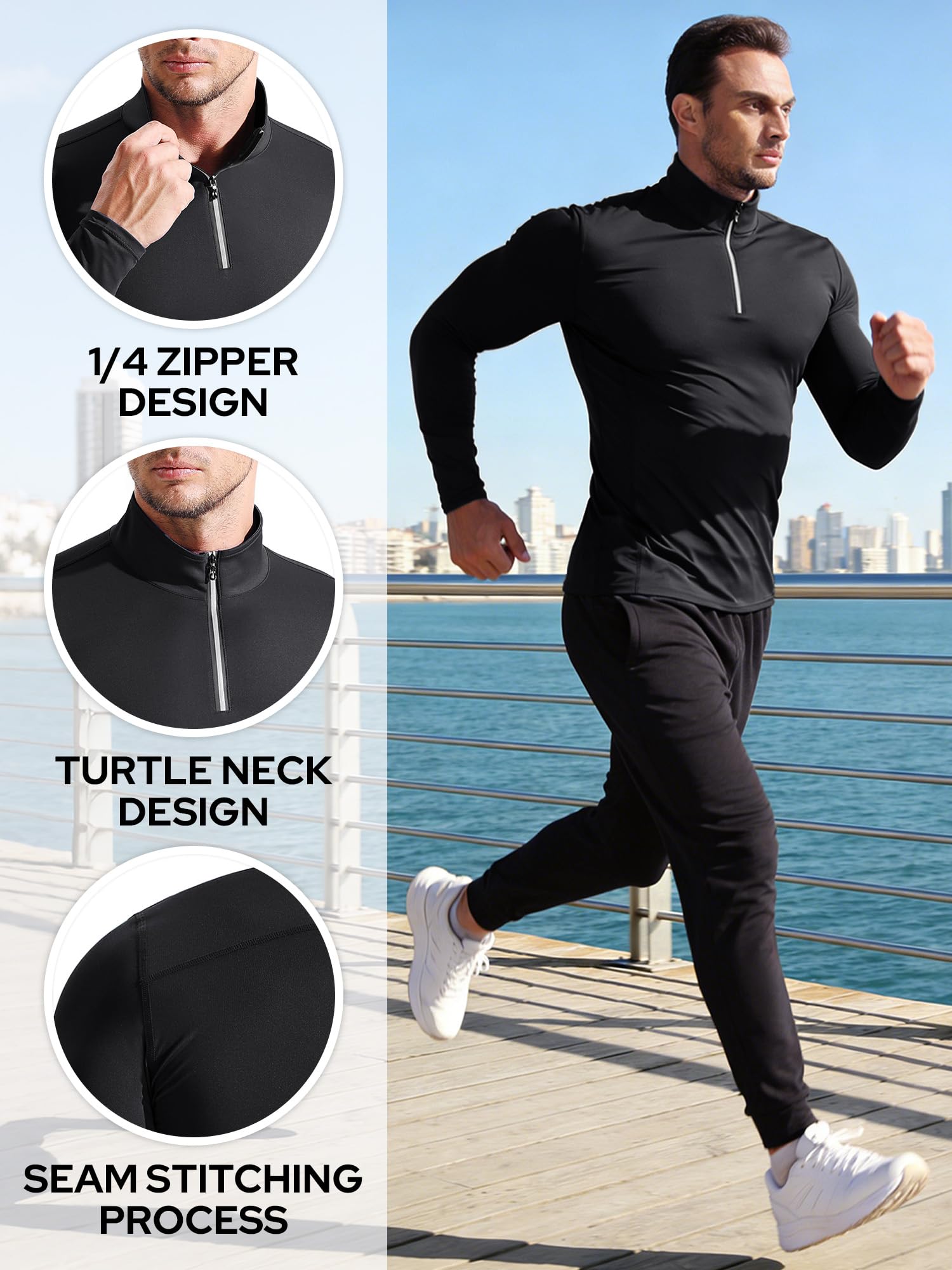 Neleus Herren Pullover Laufshirt (3er Pack)