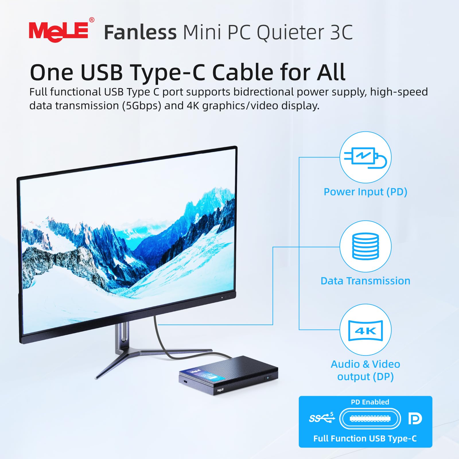 Amazon.com: MeLE Quieter 3C Mini PC sin ventilador N5105 8GB