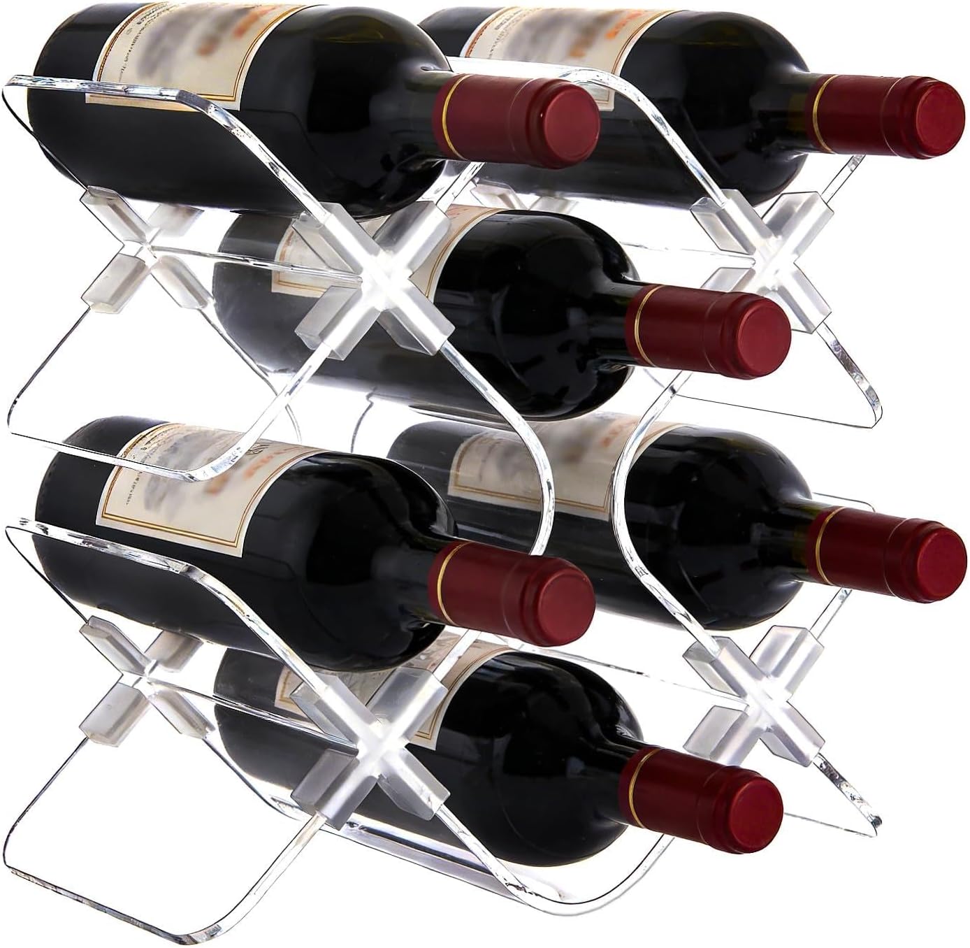 Acrylic 6 Bottle Countertop Wine Rack, Clear Freestanding Tabletop Holder