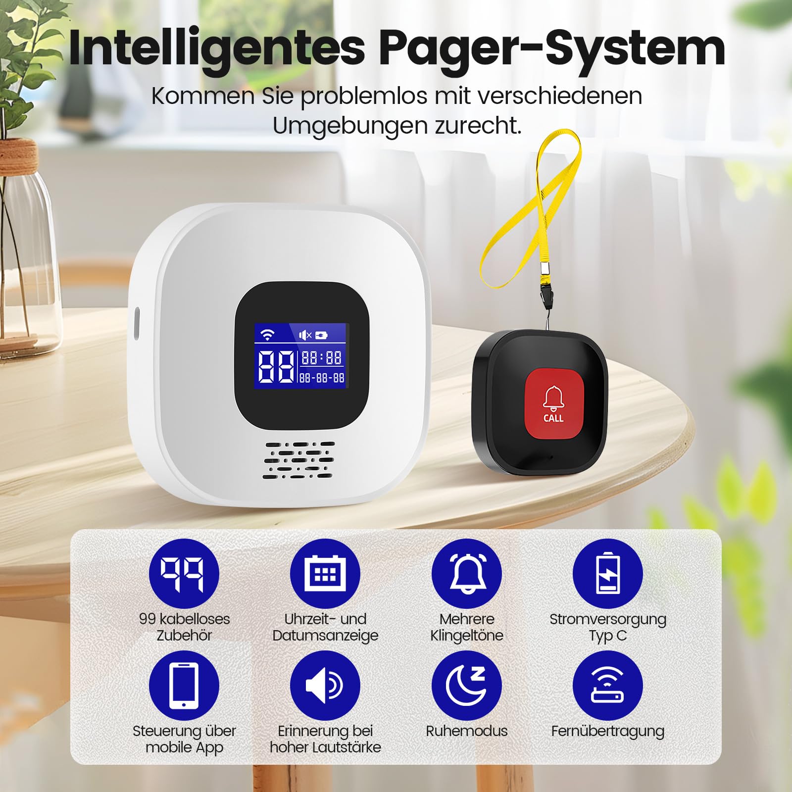 Botón de llamada de emergencia para personas mayores, pulsera WiFi para emergencias domésticas para personas mayores, llamada de emergencia para familiares, botón de alarma móvil, pulsera de