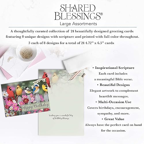 Miniatura 4 de 24 tarjetas de cumpleaños con la versión King James Scripture, Religious Blessings en caja surtido con sobres