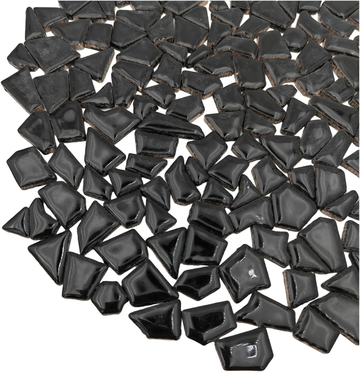 200g Ceramic Mosaic Tiles for Crafts,Irregular Stained Ceramic 0.2"x0.8" Porcelain Mosaic Tiles for Home Decoration (Black)