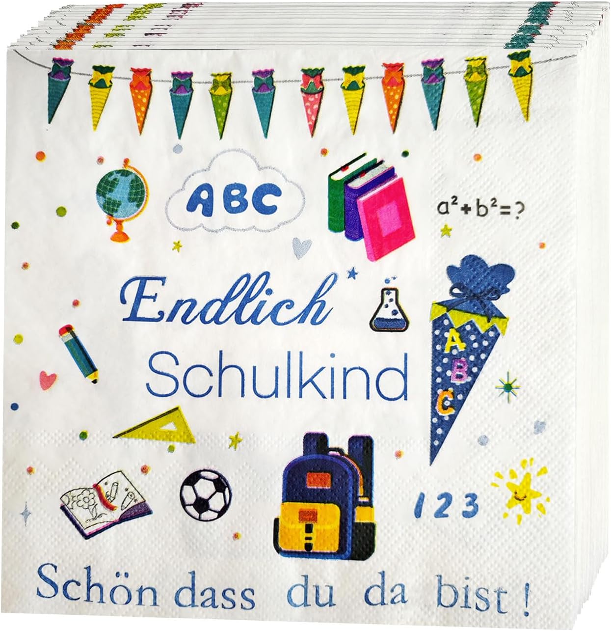 Schulanfang Jungen Deko Schuleinführung Schulanfang Einschulung Deko Set - Servietten Zucker Servietten Schön Dass Du Da Bist - Foto 13