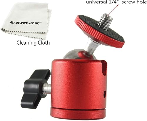 Miniatura 2 de EXMAX Mini cabeza de bola giratoria de trípode de 14 pulgadas, montaje en base de rosca de tornillo de 360 grados, cuerpo de aleación de aluminio,