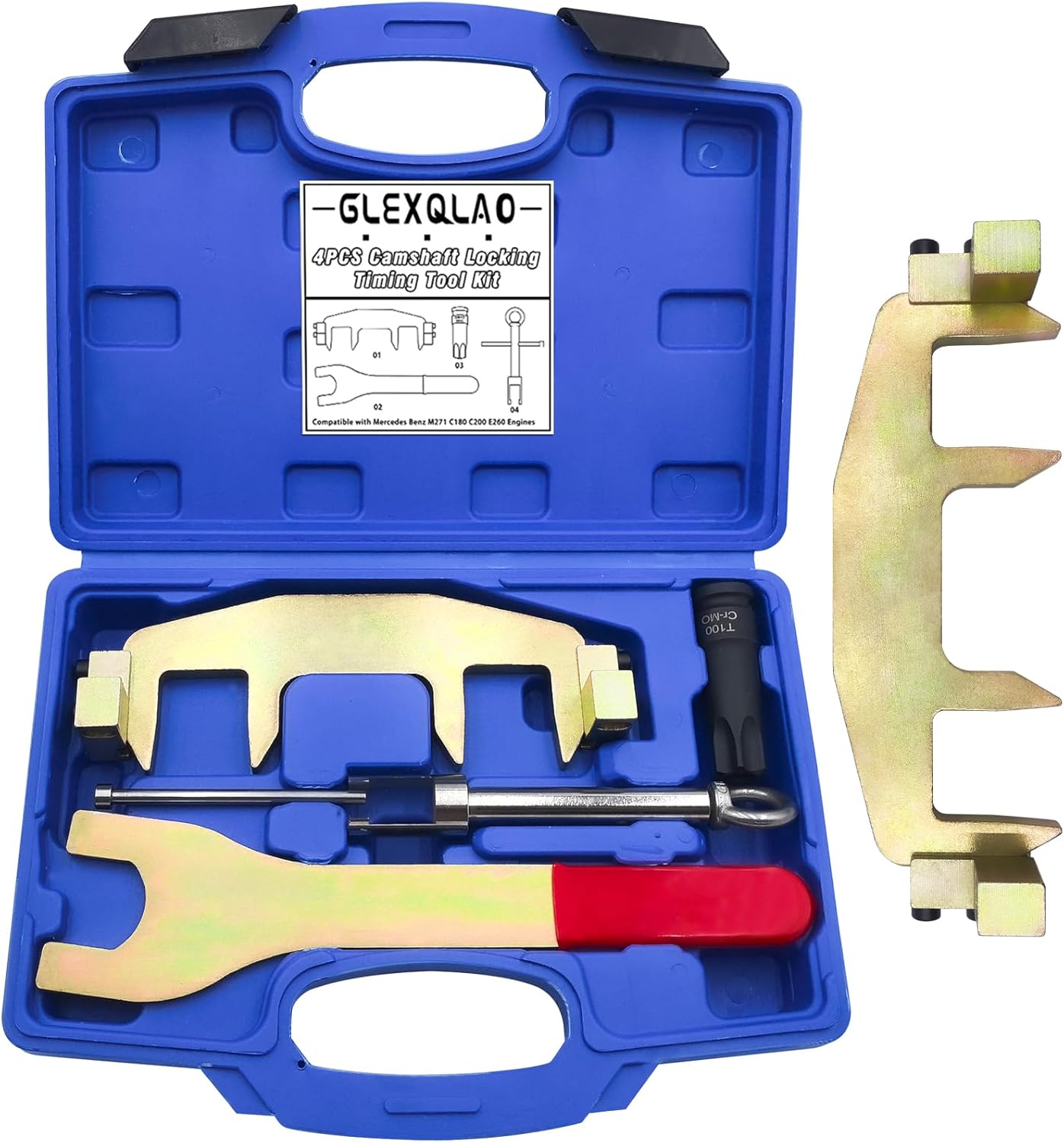 Camshaft Locking Timing Tool Kit Compatible with Mercedes Benz M271 C180 C200 E260 Engine, Fuel Injector Remover Installer Set with T100 Camshaft Socket & Camshaft Wrench