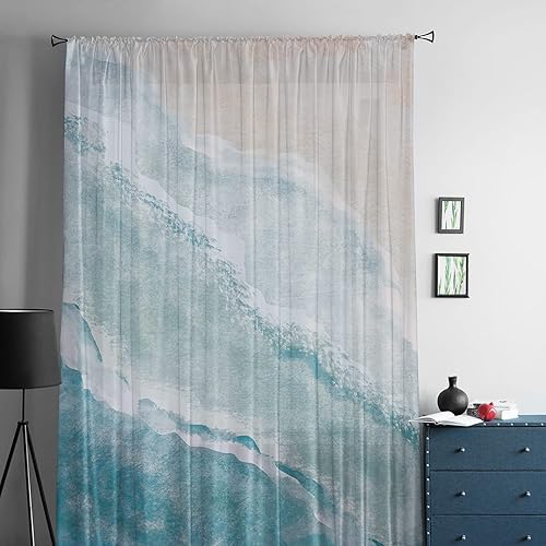 Miniatura 5 de Cortinas traslúcidas de playa de 84 pulgadas de largo, panel de cortina traslúcida para sala de estar, cortinas de cocina con bolsillo para barra de
