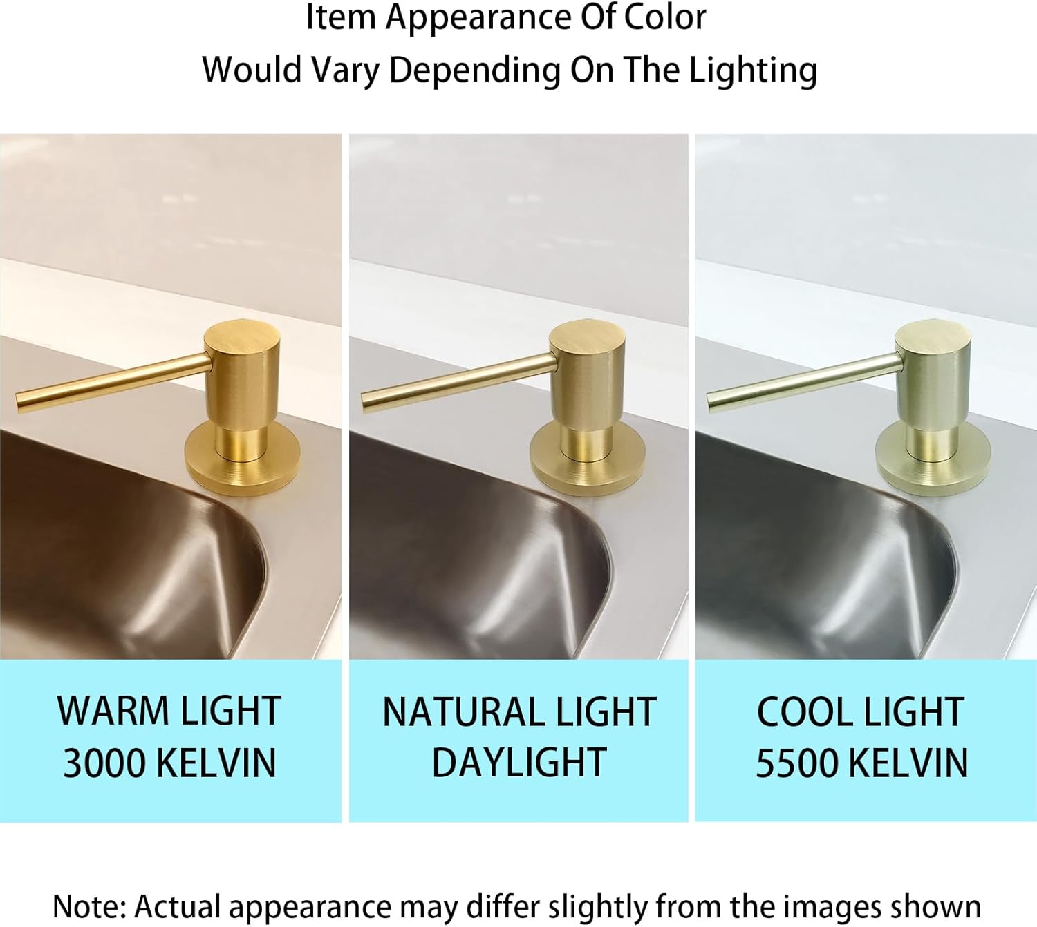 Deck Mounted Brass Kitchen Sink Soap Dispenser or Lotion Dispenser with 17OZ Above The Sink Refillable Bottle(Brushed Gold) - Image 3