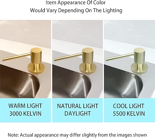 Miniatura 3 de Dispensador de jabón o dispensador de loción para fregadero de cocina de latón montado en la cubierta con botella recargable de 17 onzas sobre el