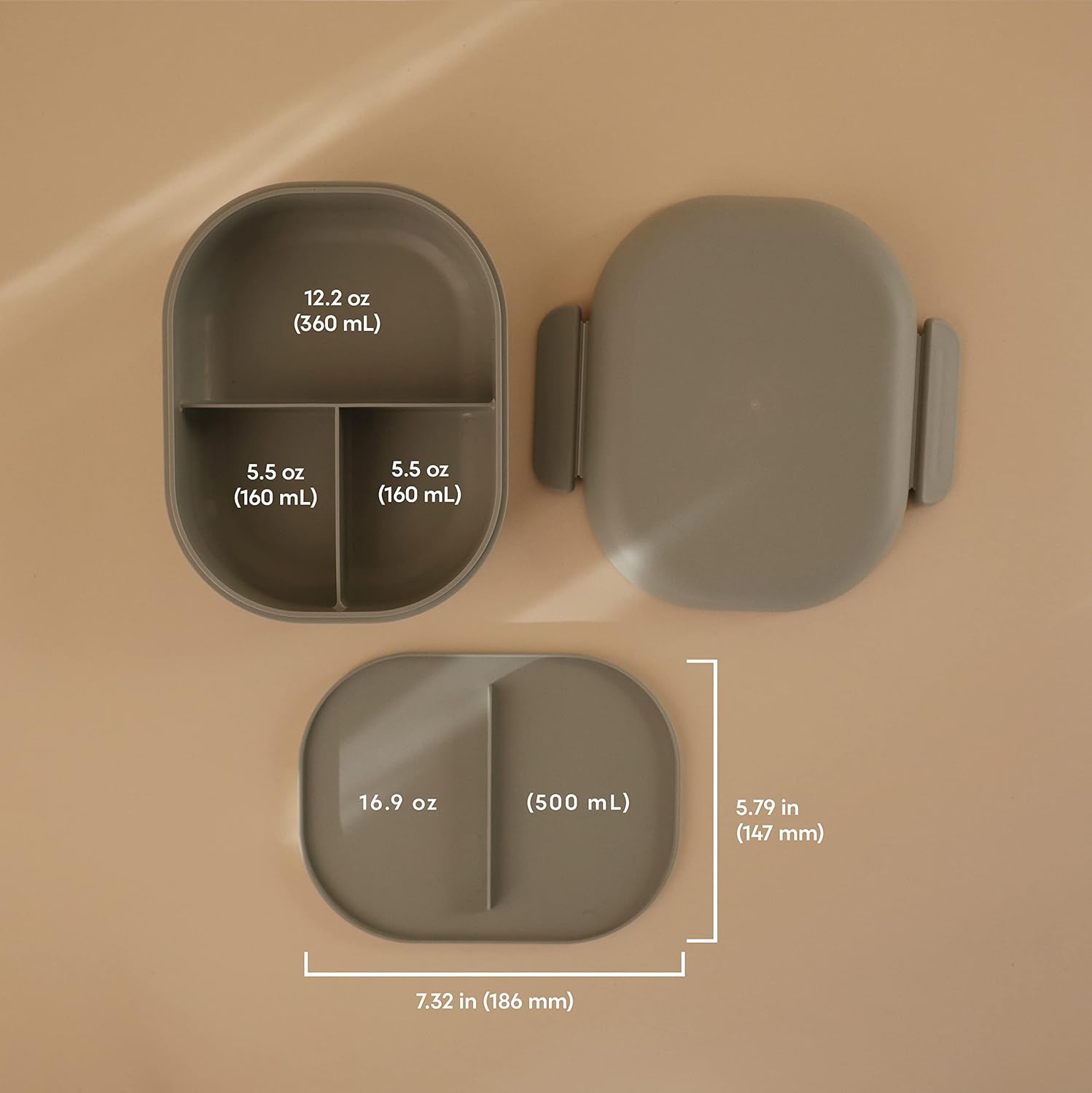 mushie Kids Bento Lunch Box | 3-Compartment & Removable Divider + Fork & Spoon Utensils | Great For Meals, School, Snacks On-the-Go | Dishwasher Safe (Sage) - Image 2