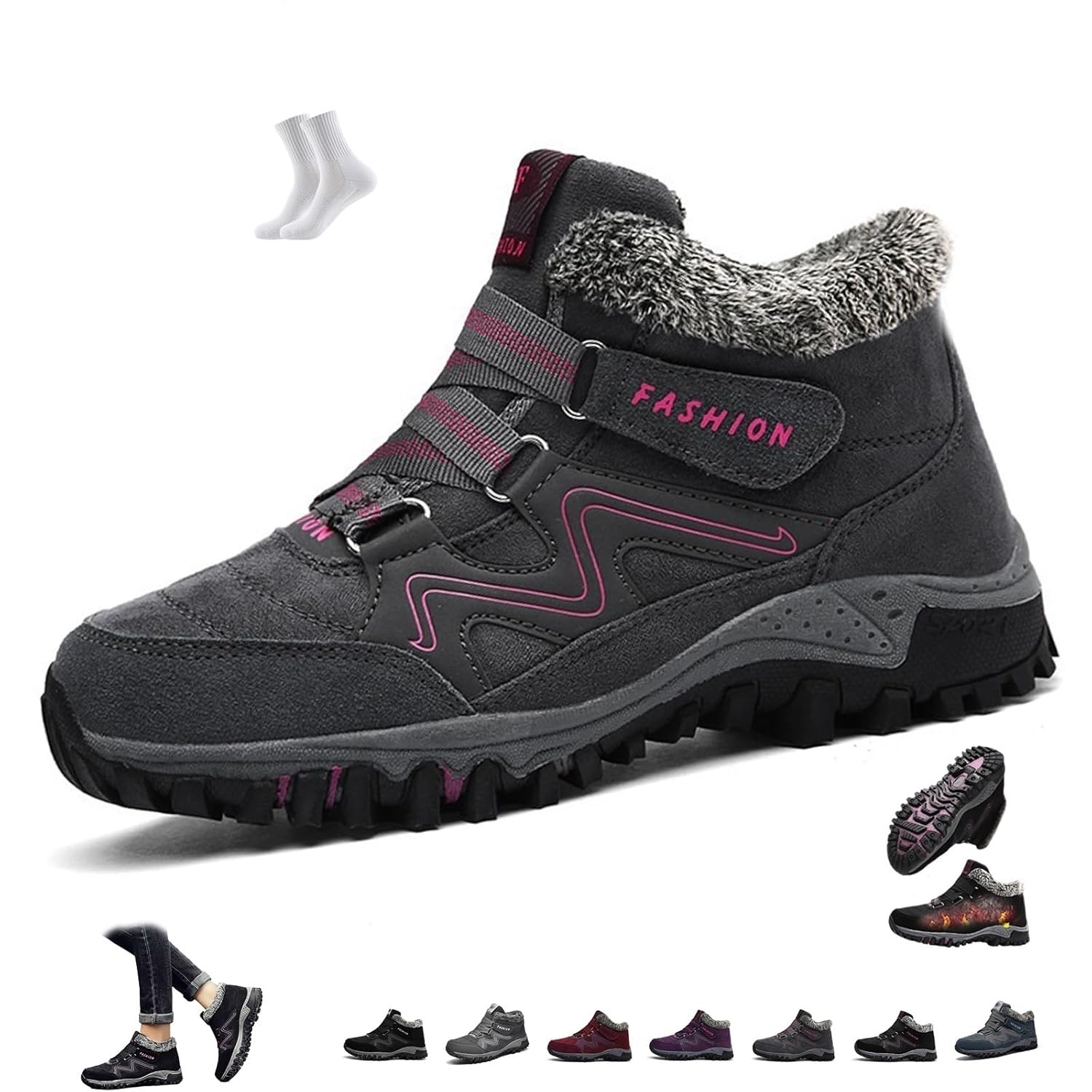 Evocomfort Shoes EvoComfort Orthopedic Boots Mens Womens Winter Outdoor Waterproof Non-Slip Comfortable Thickened Plush Warm Hiking Snow Boots