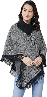 Pivl Wool Blend Striped Poncho for Women for Winter