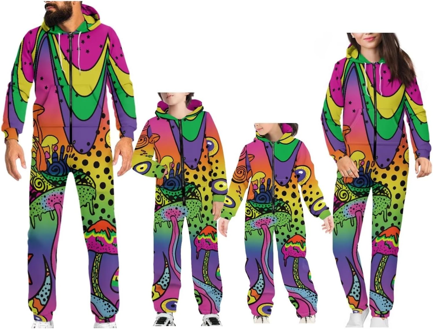 Coloranimal Family Matching Onesie Pajamas Size S-4XL for Women Men Kids Adult Kid Hoody Jumpsuits