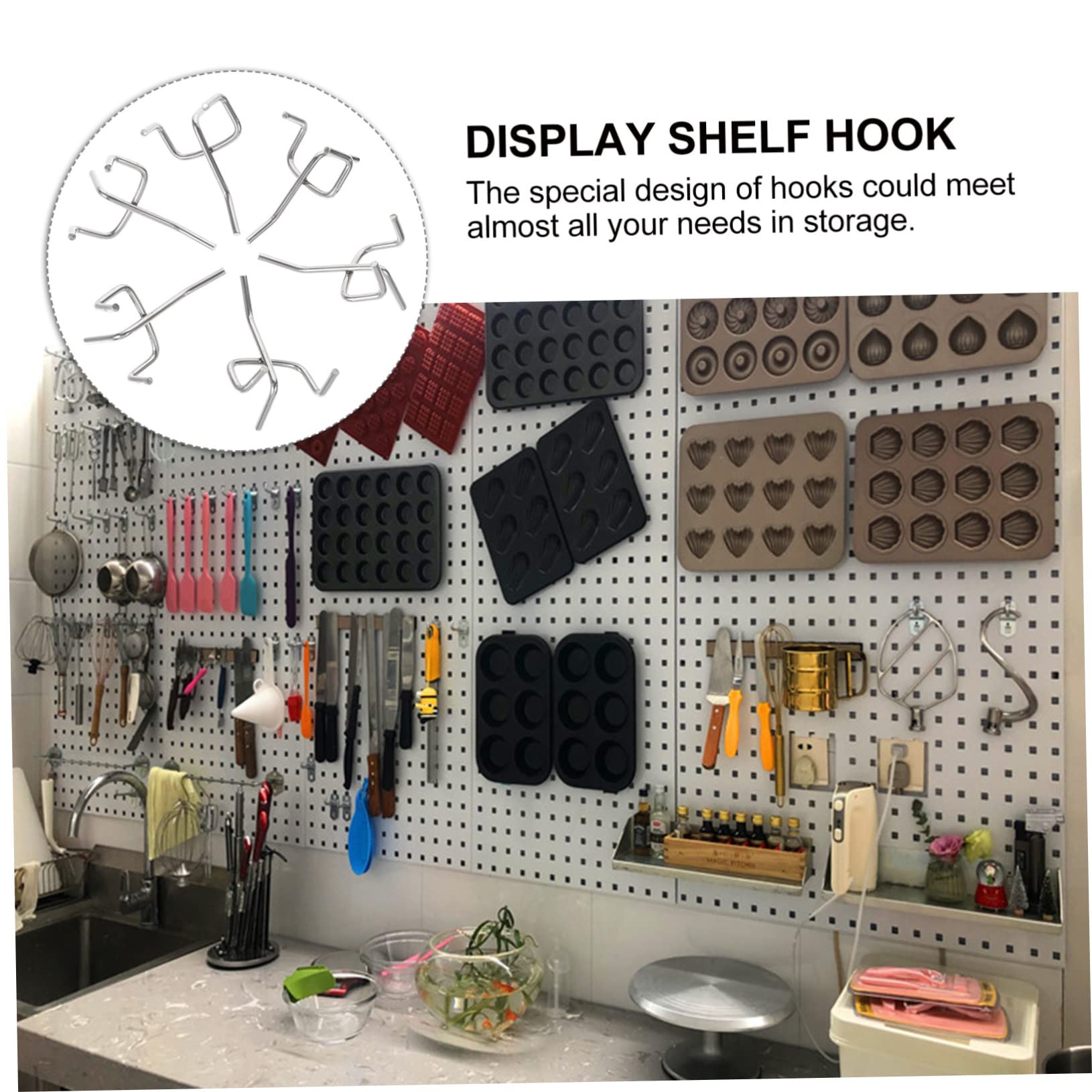 Cabilock 50 Pcs Heavy Duty Pegboard Hooks Iron Hooks for Spaced Pegboard for Organizing Garage Home Store Supplies with Excellent Load Capacity
