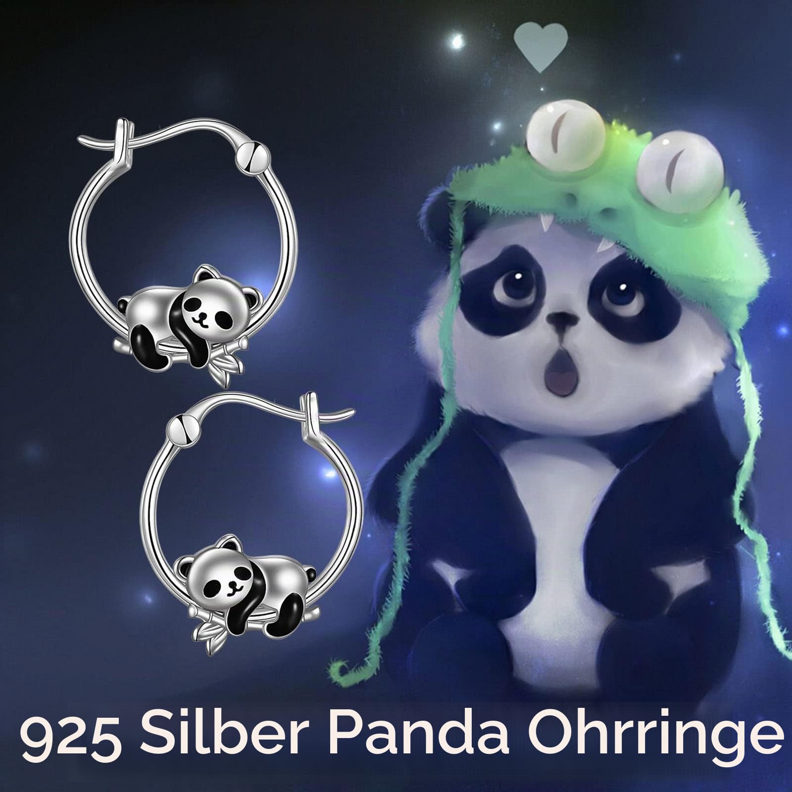 Panda Ohrringe Sterling Silber Panda Bambus Reifen Ohrringe für Frauen und Mädchen Schmuck Geschenke