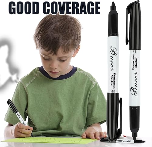 Miniatura 3 de Marcadores permanentes, 80 marcadores permanentes negros, punta fina, marcadores impermeables y a prueba de manchas, secado rápido, suministros de