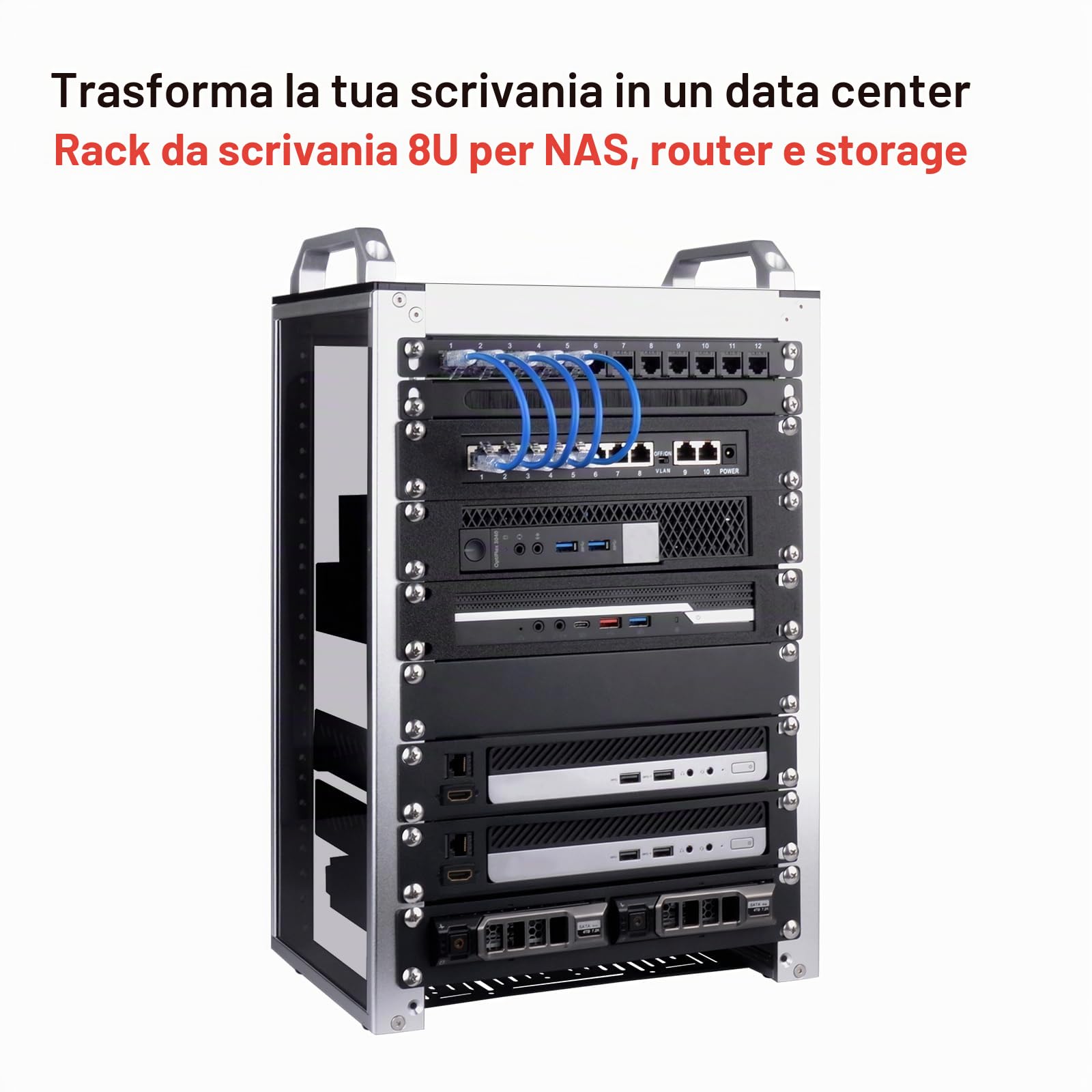 DeskPi DeskPi RackMate T1 - Armadio per server 8U, rack da 10" per rete, server, apparecchiature audio e video, custodia per montaggio a rack DeskPi RackMate T1