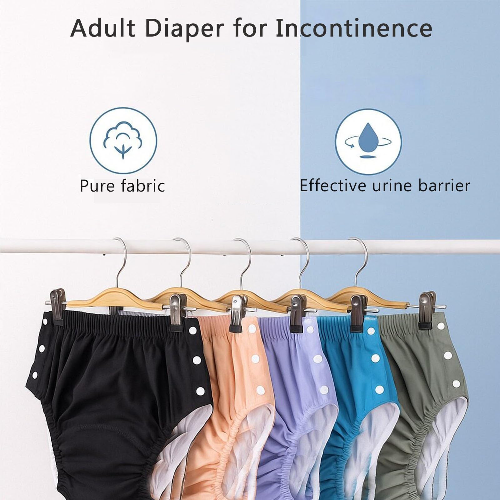 2 Stück Wiederverwendbare Stoffwindeln für Erwachsene,Waschbar Damen Höschen Inkontinenz Pants Männer Auslaufsichere Baumwoll Unterwäsche(Cotton Style 2,XX-Large)