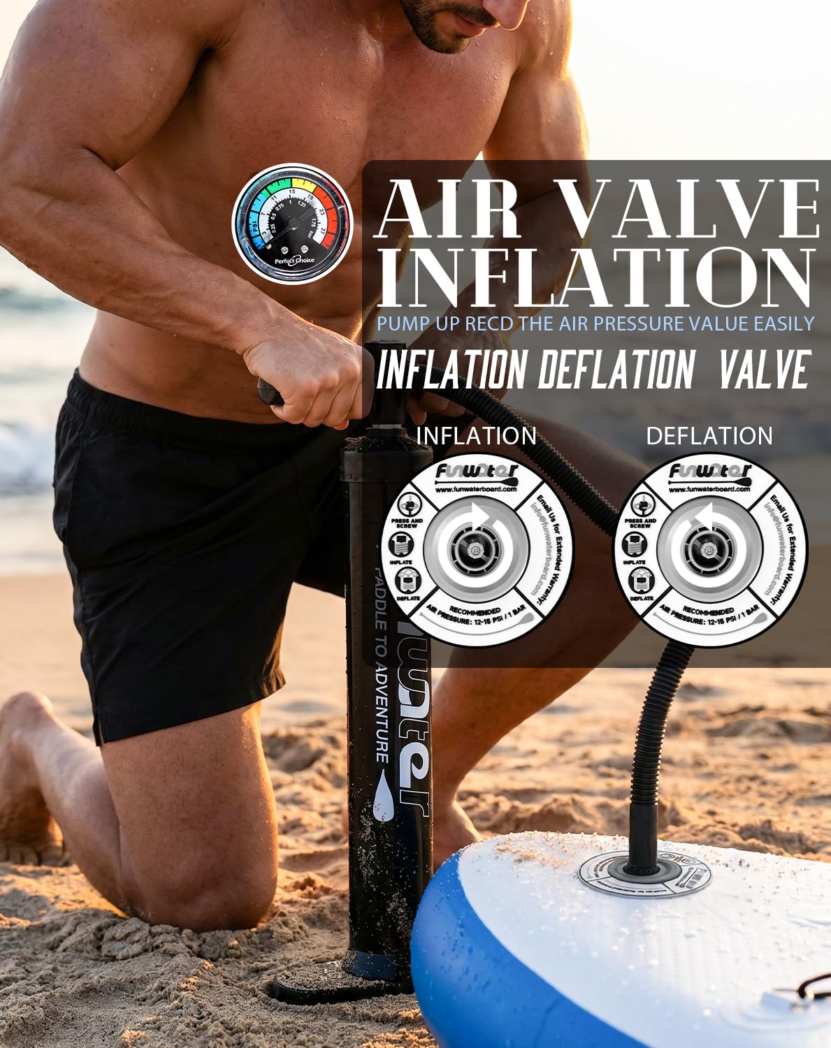 FunWater Sup Gonflable Ultra léger (8 kg) pour Tous Les Niveaux de compétence Tout Inclus avec Planche à pagaie, pagaie réglable, Pompe, Sac à Dos de Voyage ISUP, Laisse, Sac étanche