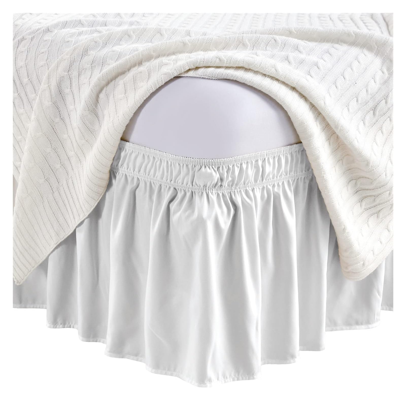 Volante per letto elastico morbido e confortevole, resistente allo sbiadimento, senza protezione del letto (grigio, letto matrimoniale 153 x 203 x 38 cm)