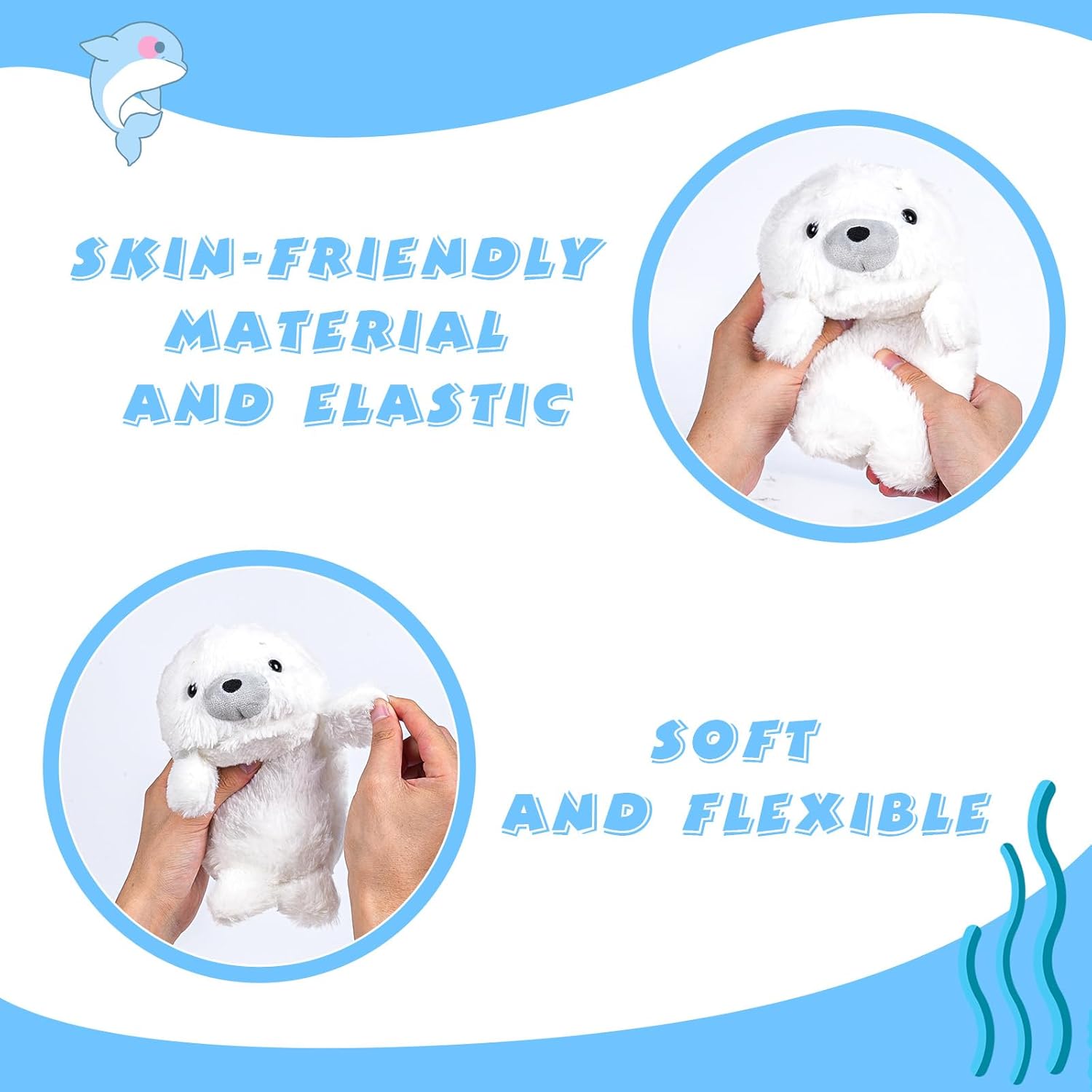 7.8" White Seal Plush – Posture Improvement Desk Buddy – Soft & Supportive Sitting Companion – Cute Stuffed Animal for Office, Study, and Gift