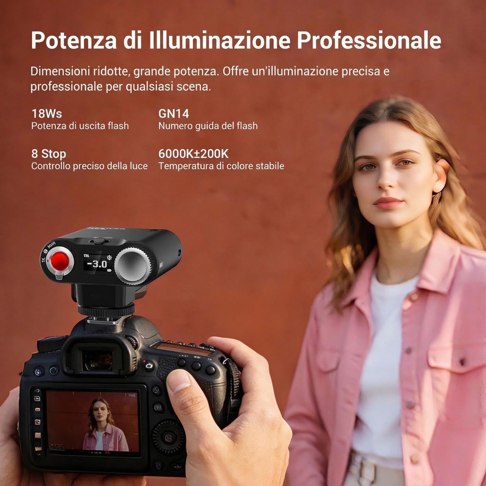 NEEWER Flash Speedlite Z160U-C Per Fotocamera, Compatibile Con Canon E Godox, 18Ws GN14 6000K TTL 1/8000 HSS, Luce Flash Da Collegare Alla Fotocamera Con Batteria USB C, 1100 Flash A Piena Potenza | Compatibile con Godox, 18Ws GN14 6000K TTL 1/8000 HSS, O