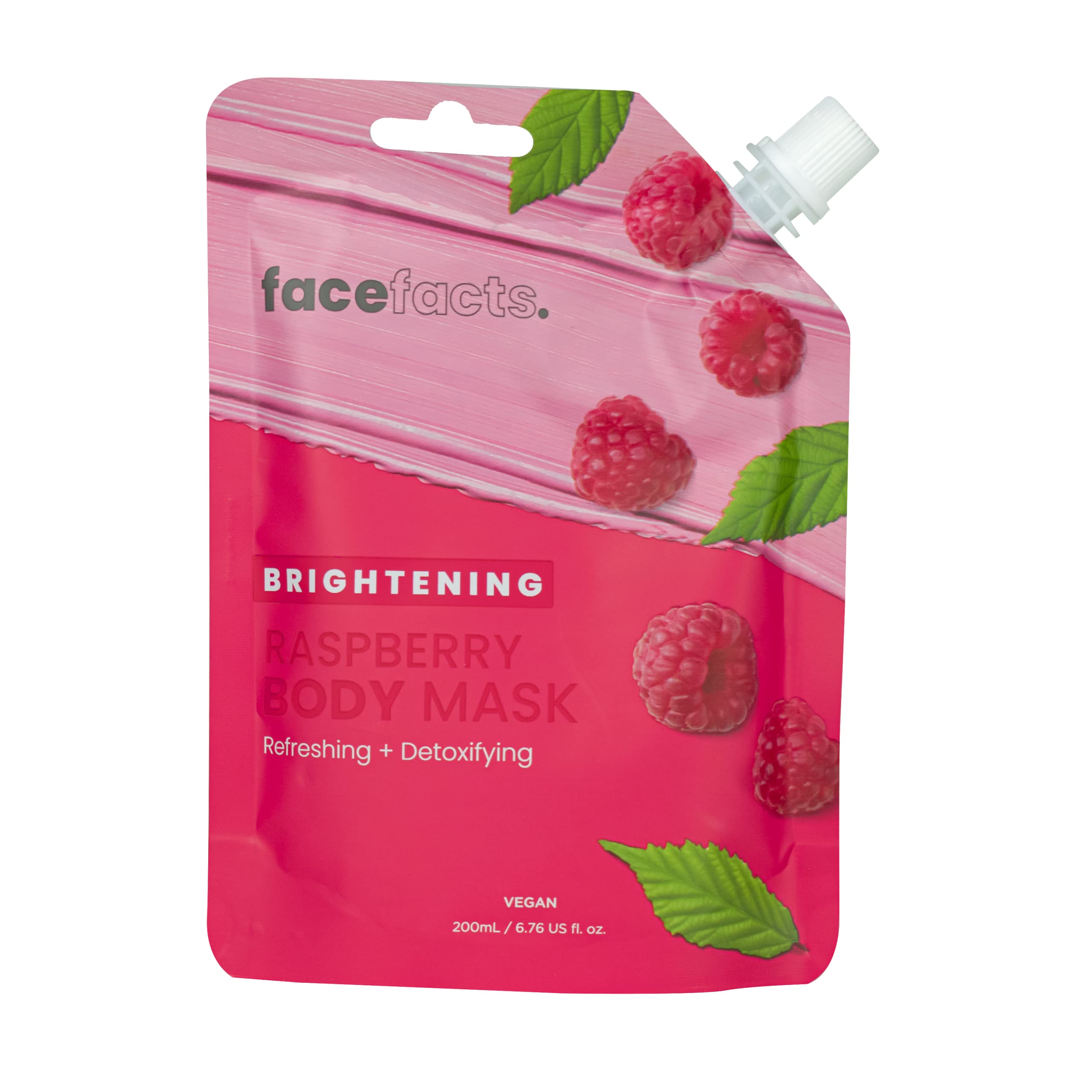 Face Facts Body Mud Mask | Brightening Raspberry | Refreshing + Detoxifying | Resealable Pouch | 200ml