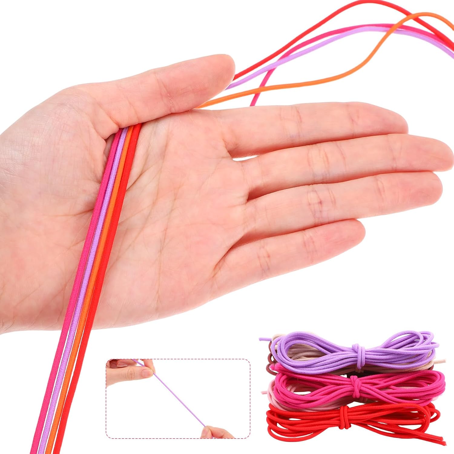 153 Yards 2mm Elastic Band Cord Bracelet String Rubber Rope 14 Colors 33ft/roll for Bracelet, Necklace, Beading, Jewelry Making (Bright Colors)