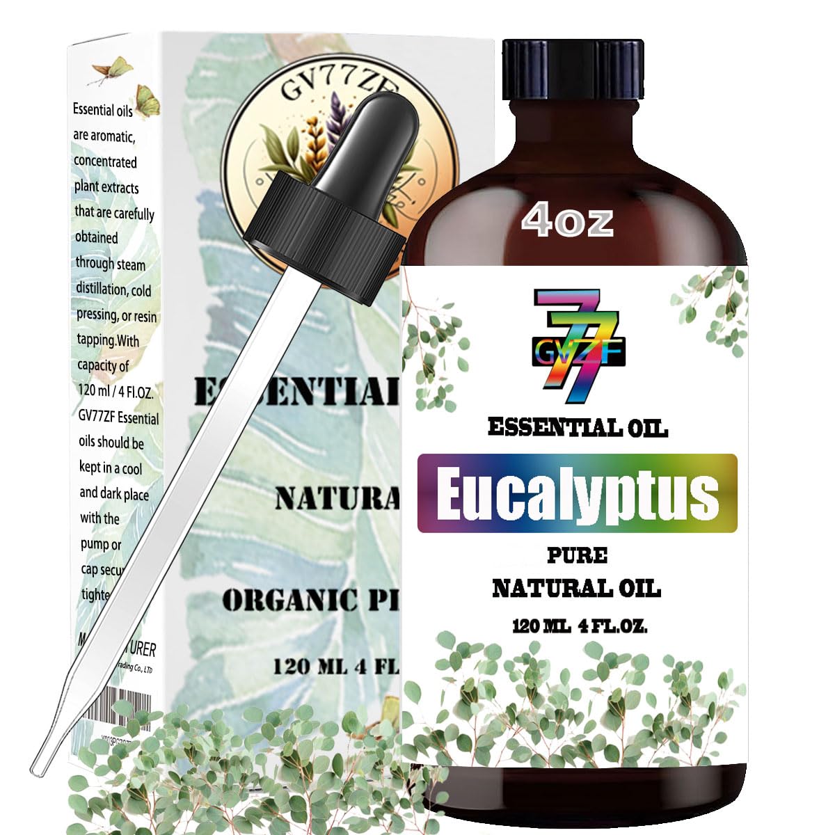 Eucalyptus Essential Oil 4 Fl Oz (120Ml) - Eucalyptus Oil for Diffuser,Cleaning,Massage,Yoga,DIY Candle,DIY Soap,