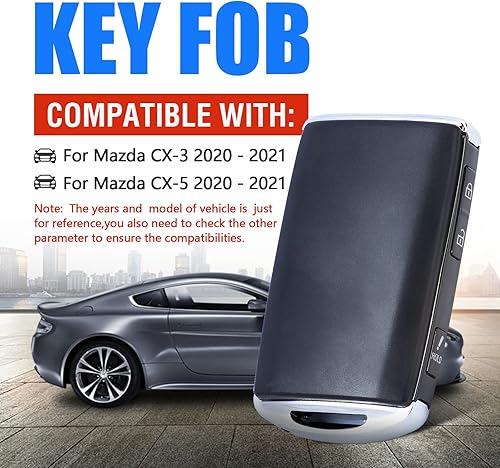 Miniatura 3 de Keymall Reemplazo de llave de entrada sin llave para Mazda CX-3 CX-5 2020 2021 3 botones 315MHz 4A Chip FCCD WAZSKE13D03 PN TAYA-67-5DYB