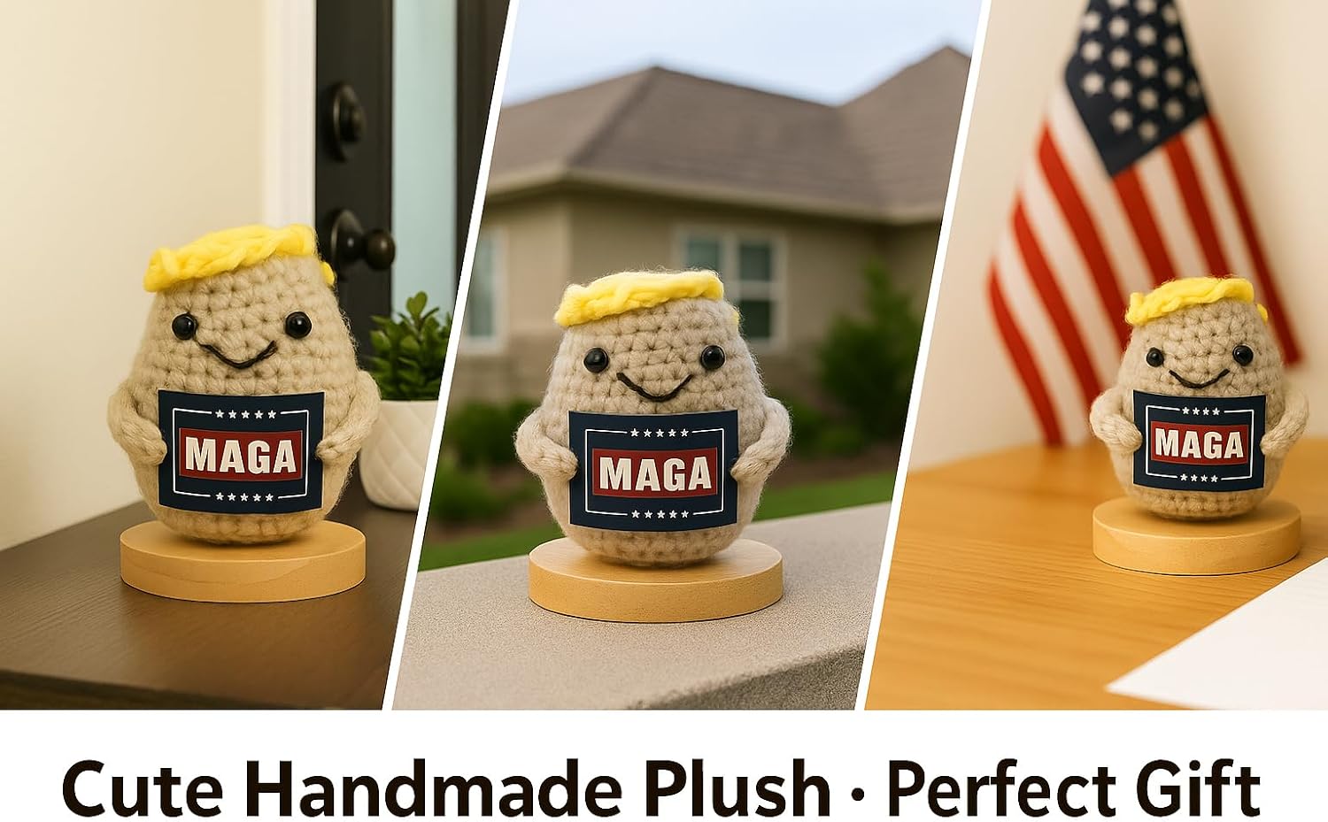 Handmade Positive Crochet Trump Potato Plush Collectible Gift for Men Women image 4