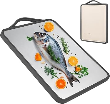 Large-Sized Stainless Steel Cutting Board For Kitchen,Stainless Steel Chopping Board & Large Chopping Board For Meat, Fruit, Vegetables, Bread And Bakery L17.7*W13 inches