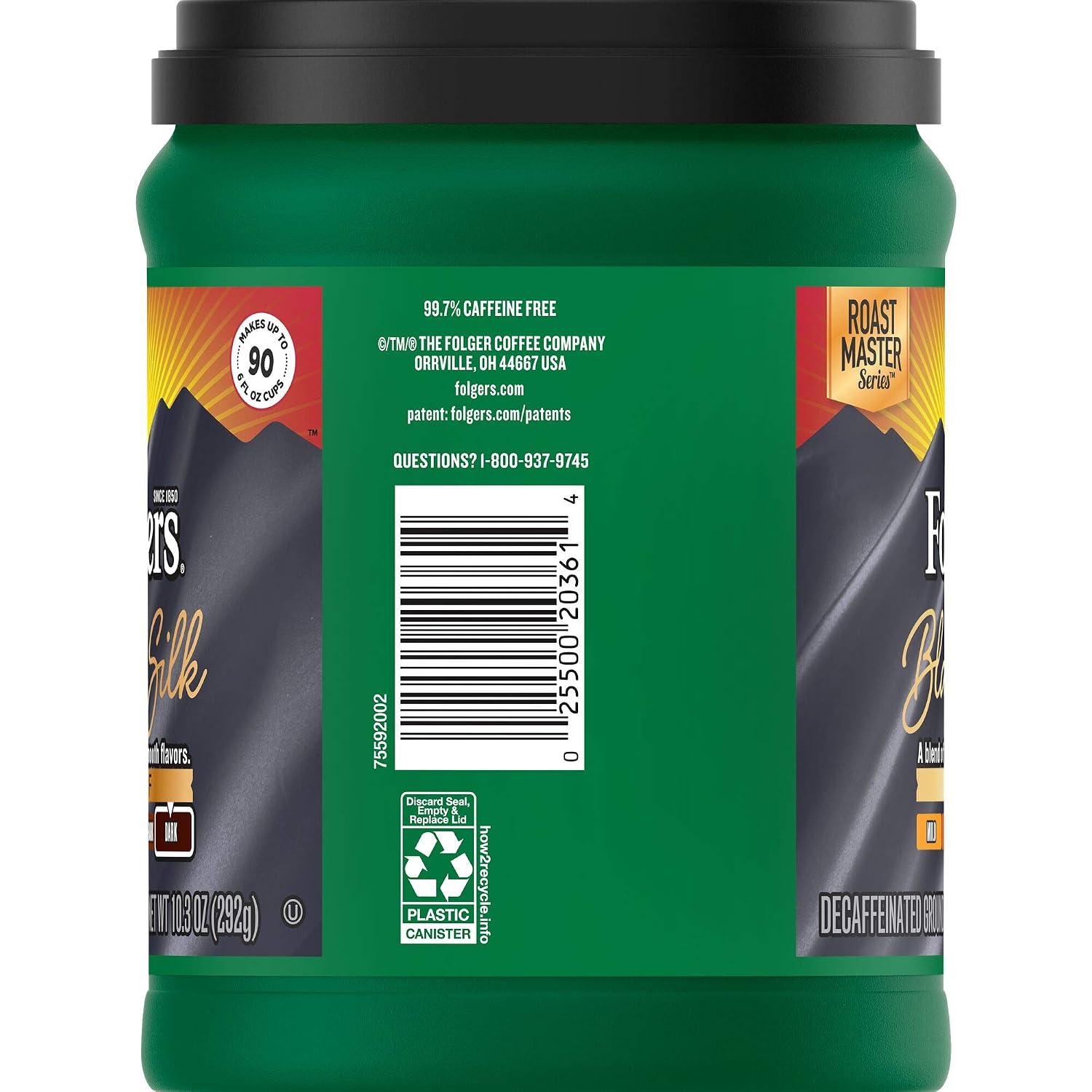 Folgers Black Silk Decaf Dark Roast Ground Coffee, 10.3 Ounces