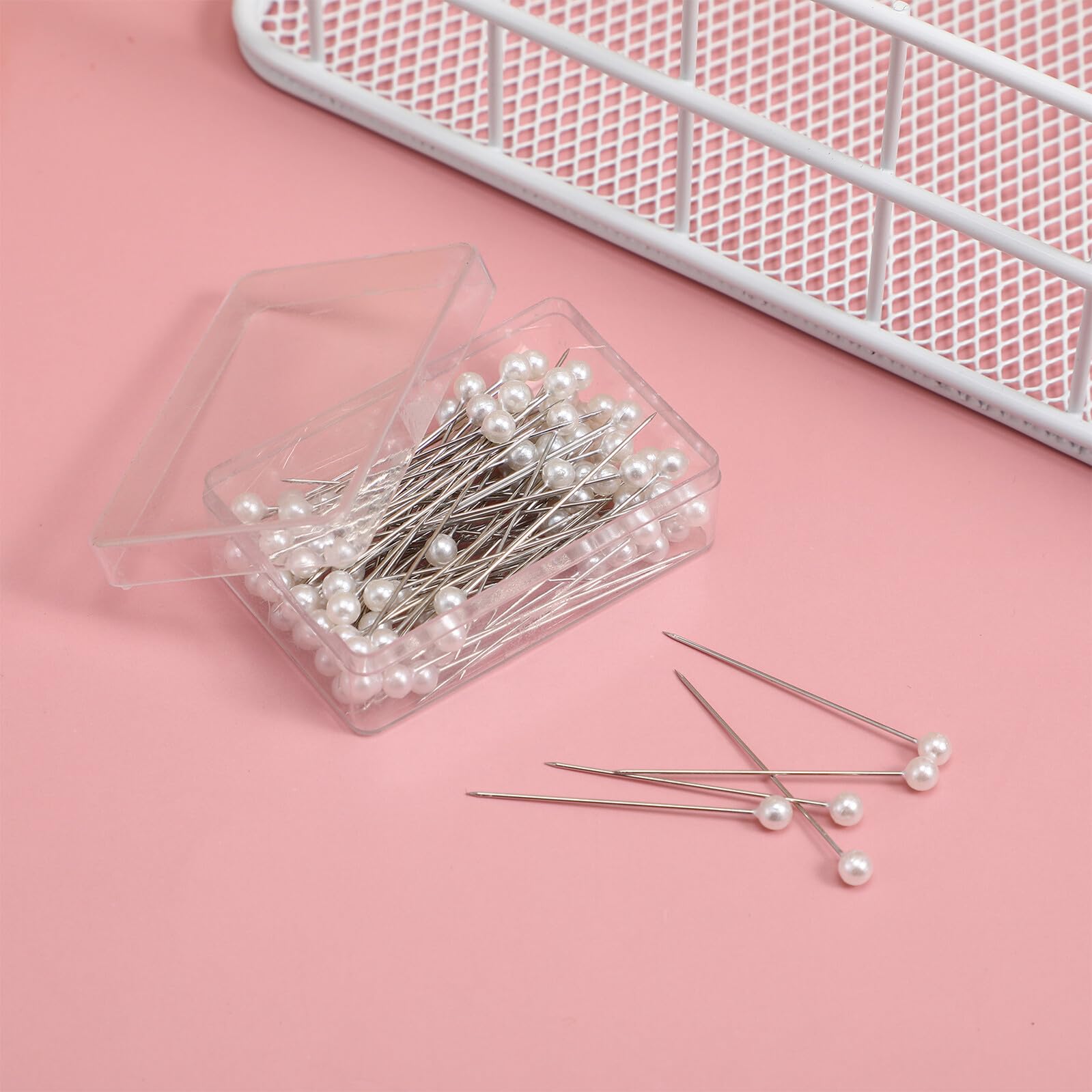 Alfileres con Cabeza Perlada para Coser, 100 Piezas de Metal Rectos, Ideales para Manualidades y Proyectos de Costura DIY