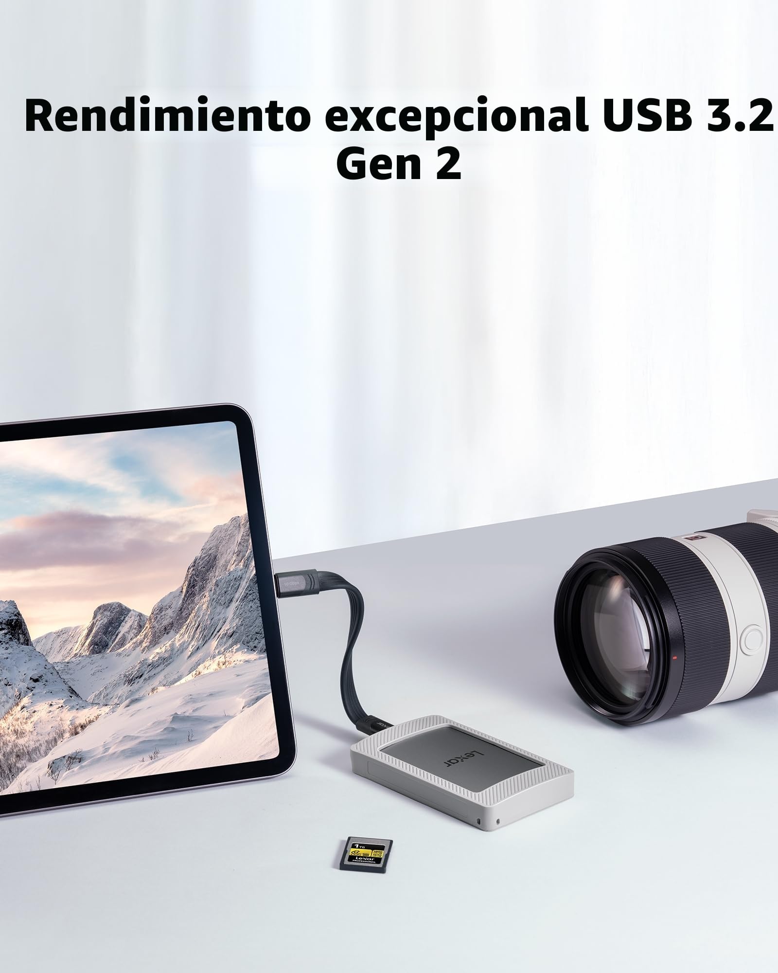 Lexar ES4 SSD Portátil con Juego Magnético de 2 TB, SSD Externo USB 3.2 Gen 2, hasta 1050 MB/s de Lectura, Compatible con iPhone 15/16, PC, Mac, Portátiles Tipo C, Tabletas, PS5, PS4
