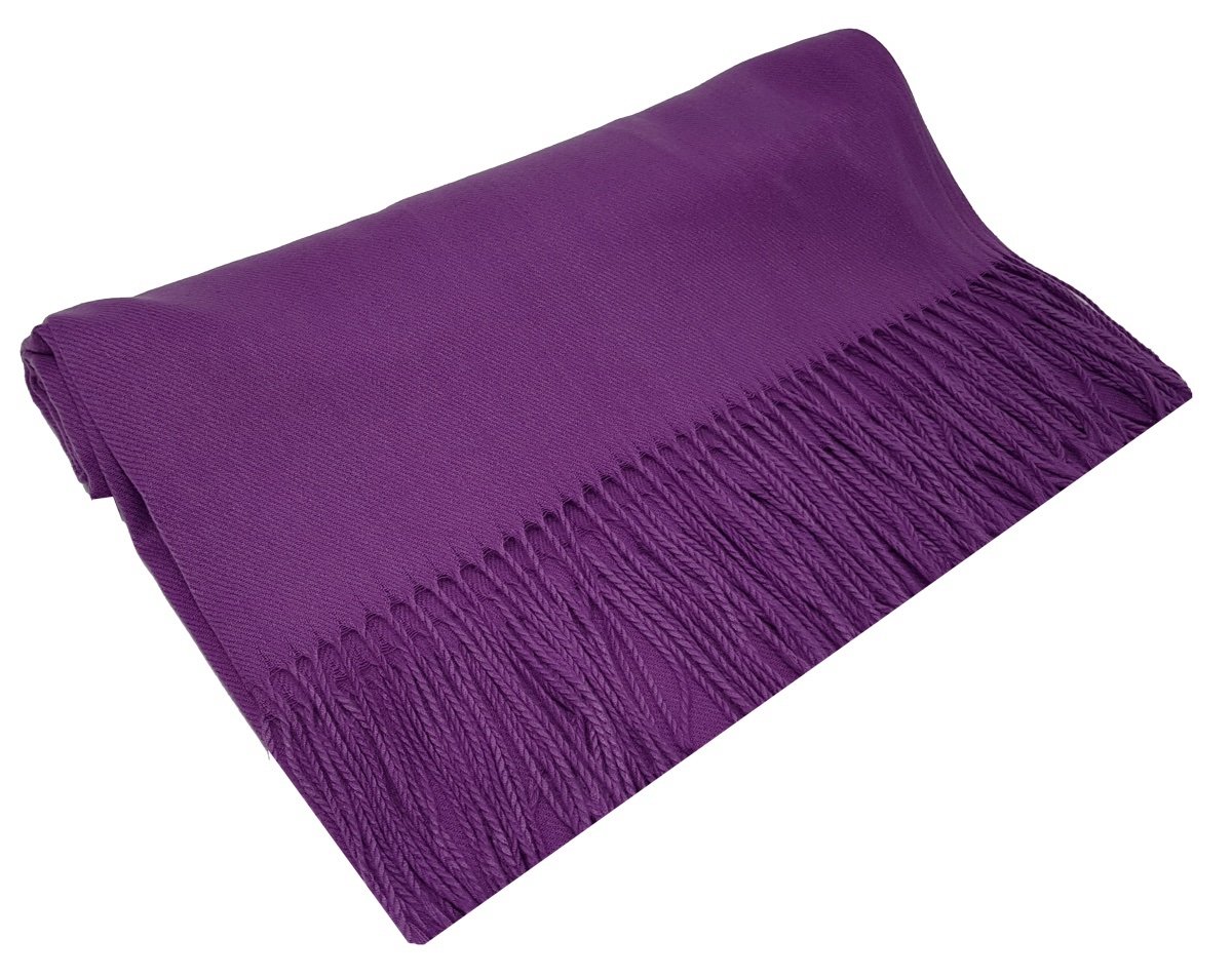World Of Shawls Purple Winter Cashmere Feel Scarf Wrap Blanket Shawl Warm Soft Cozy - (Purple)
