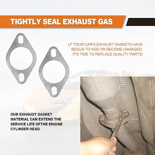 Miniatura 5 de 2 unids junta de colector de escape estándar 2.5 "2-Bolt Junta de brida de escape de reemplazo de la junta de escape del coche Accesorios de coche