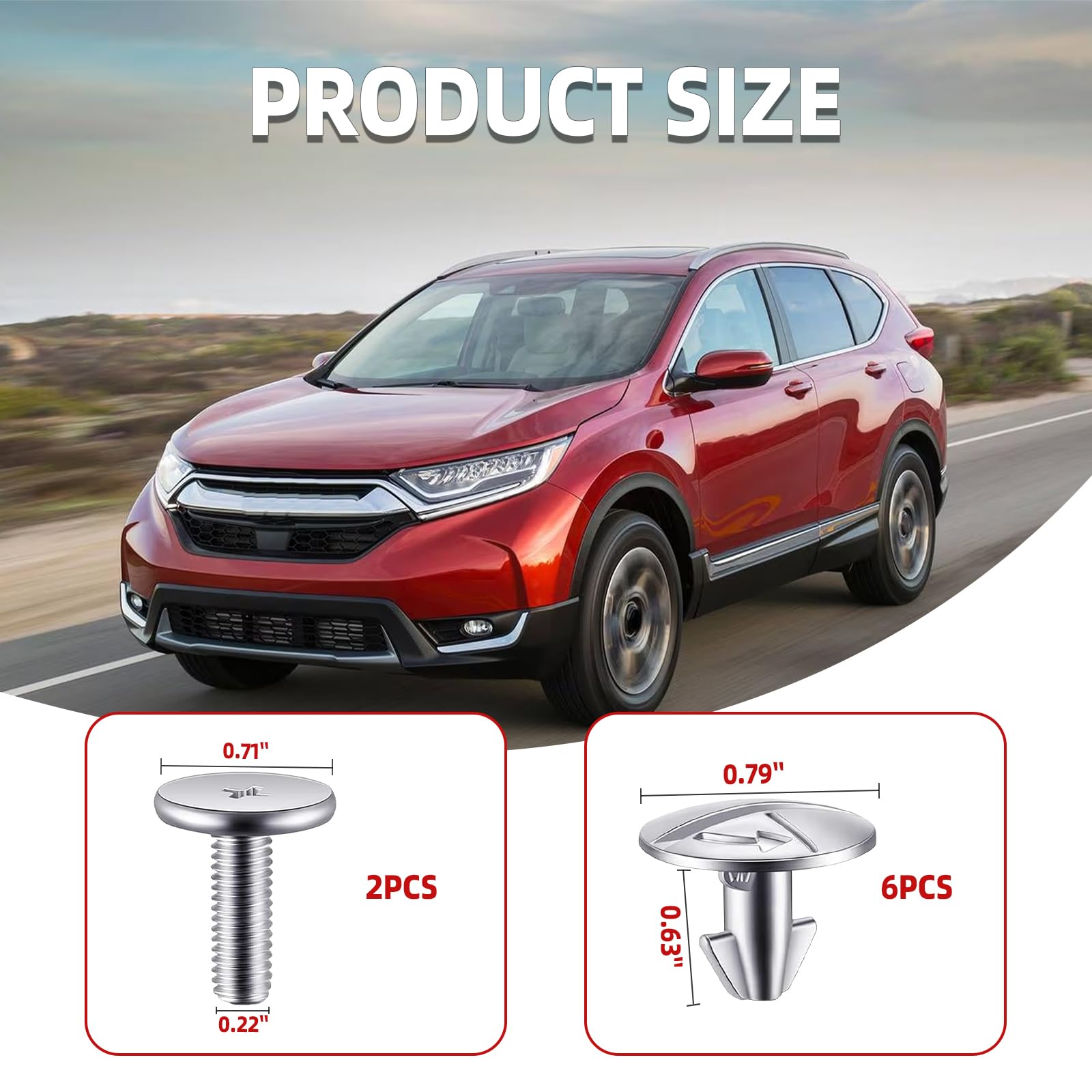 8PCS Engine Splash Shield Hardware Kit, Lower Cover Pin Screws, 90674-TY2-A01 90105-TBA-A00