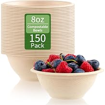 ZORRITA Disposable Paper Bowls, 8 oz, 150 Pack