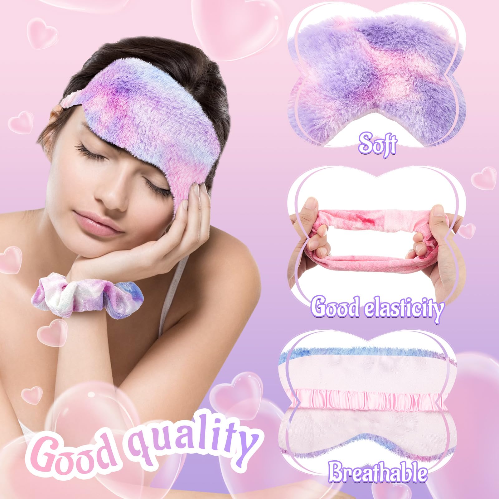 Sleepover Party Supplies 48 Pcs Spa Headband Plush Eye Mask Claw Clips Organza Amazon.com: Wavwavw 24 Pcs Sleepover Supplies for Women Spa  main image 2