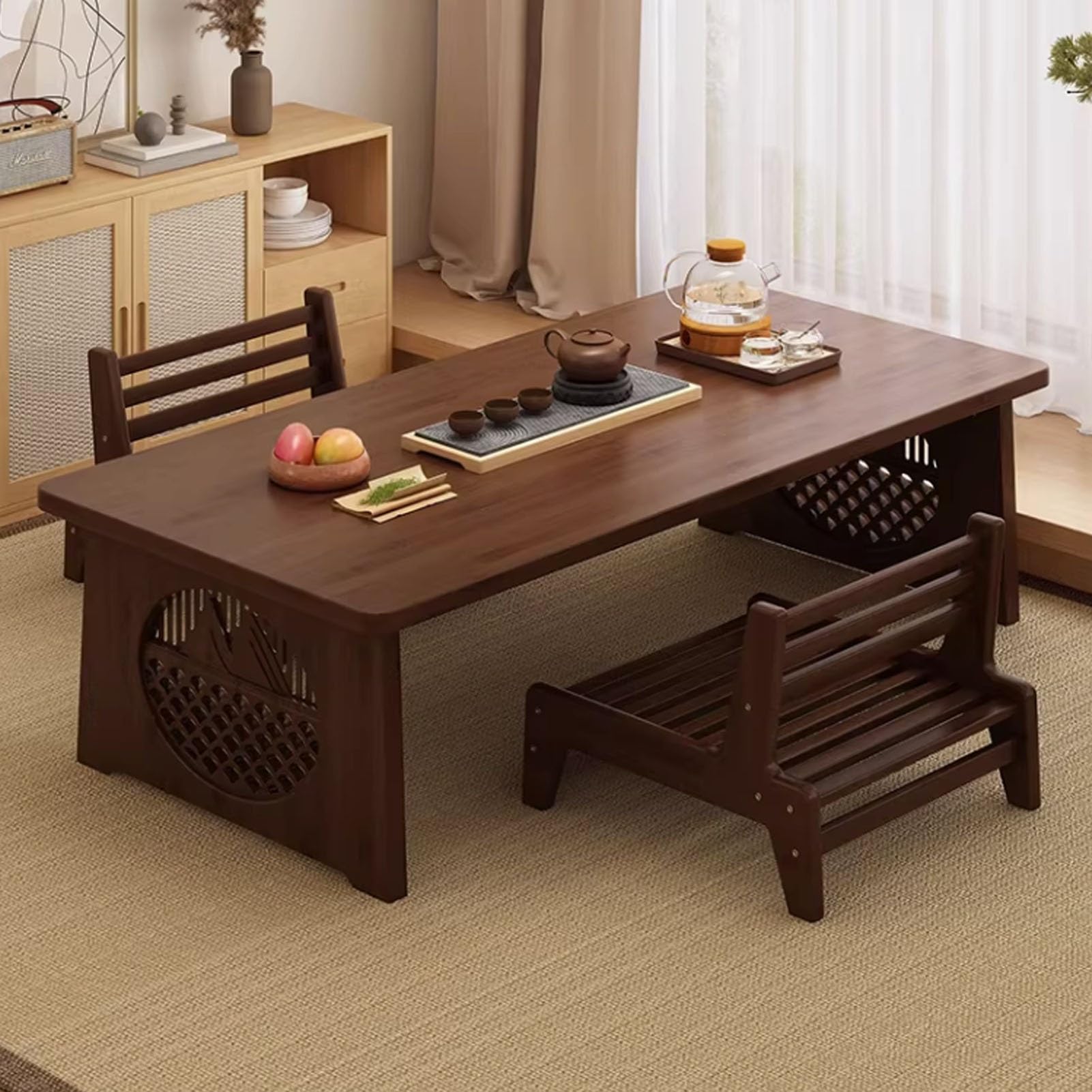 Table basse en bambou pliante pour le thé et les collations