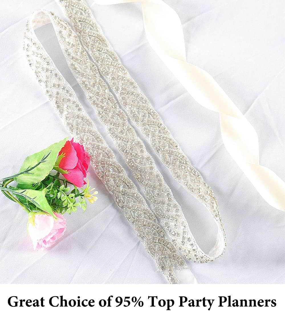 DUOBAO Wedding Belt Rhinestone Applique Crystal Rhinestone Trim 1 Yard Wedding Dress Belt Girls Beaded Sash Belt - Image 7
