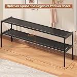 LUKYTOWER Extra Long Shoe Rack 2 Tier Shoe Storage Organizer Wide Stackable Shoe Organizer Racks for Closet Entryway,Shoe Shelf Stand Sturdy Durable Shoes Rack Holder Save Space